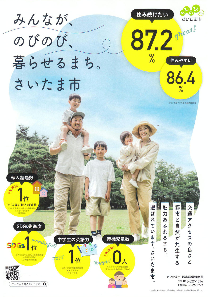 みんなが、のびのび、暮らせるまち。さいたま市 ポスター
