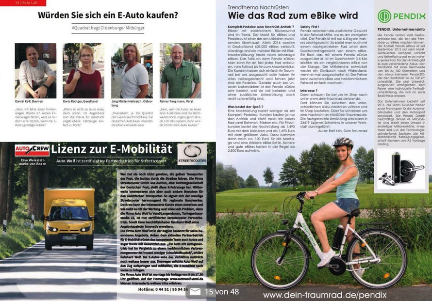 Bericht in der 2. Ausgabe des Oldenburger Stadtmagazin AQadrat Seite 15