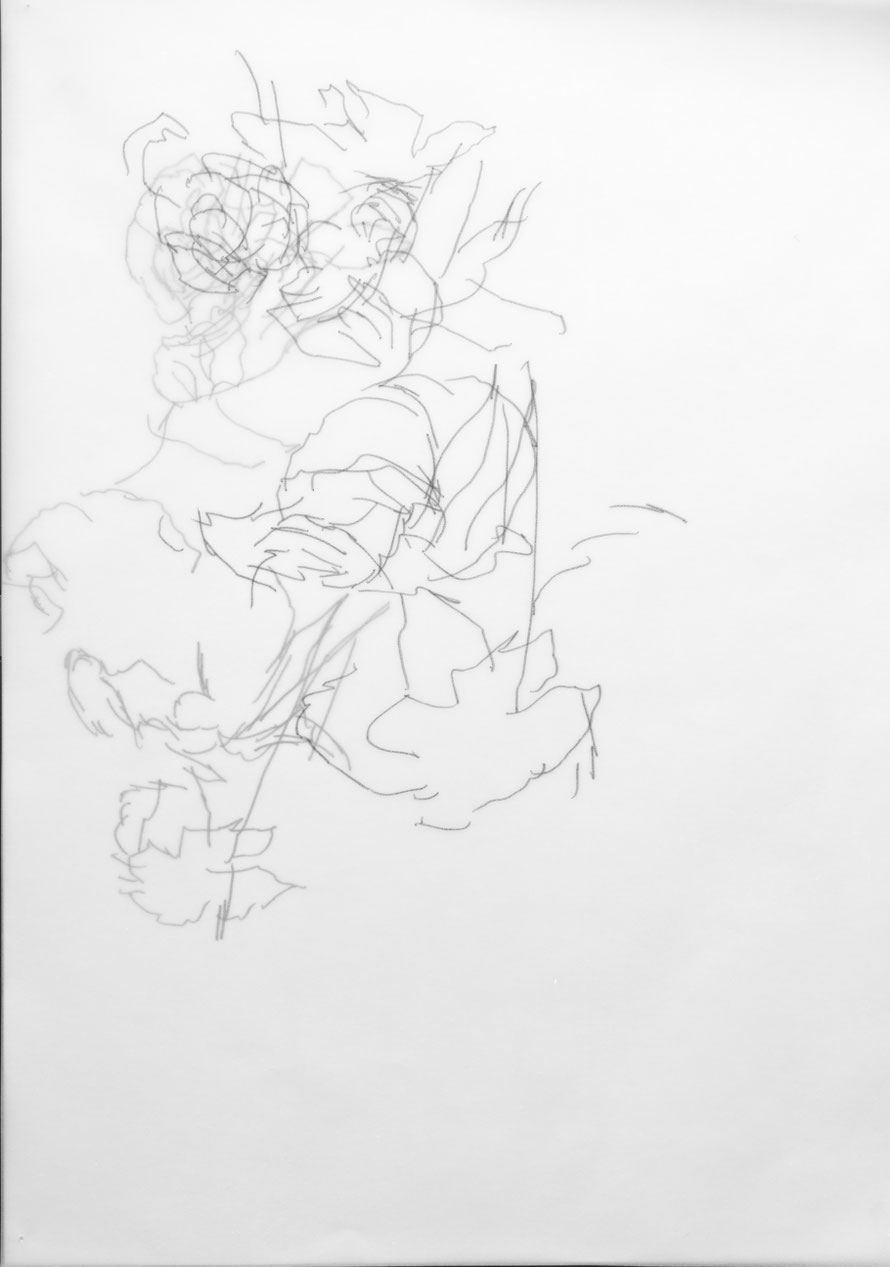 both-hands drawings series, 2015, felt pen on overlapped transparent paper, 30 x 40 cm