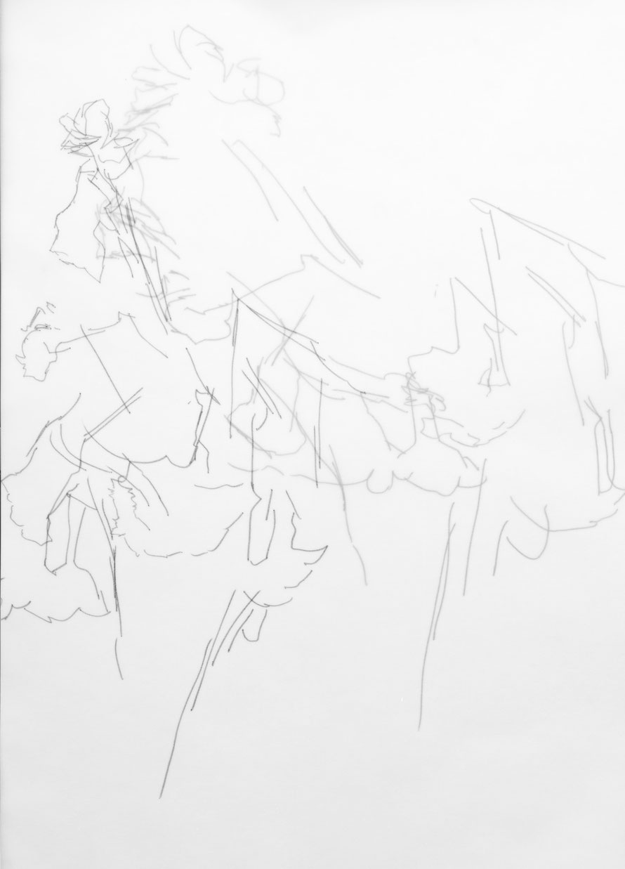  both-hands drawings series, 2015, felt pen on overlapped transparent paper, 30 x 40 cm