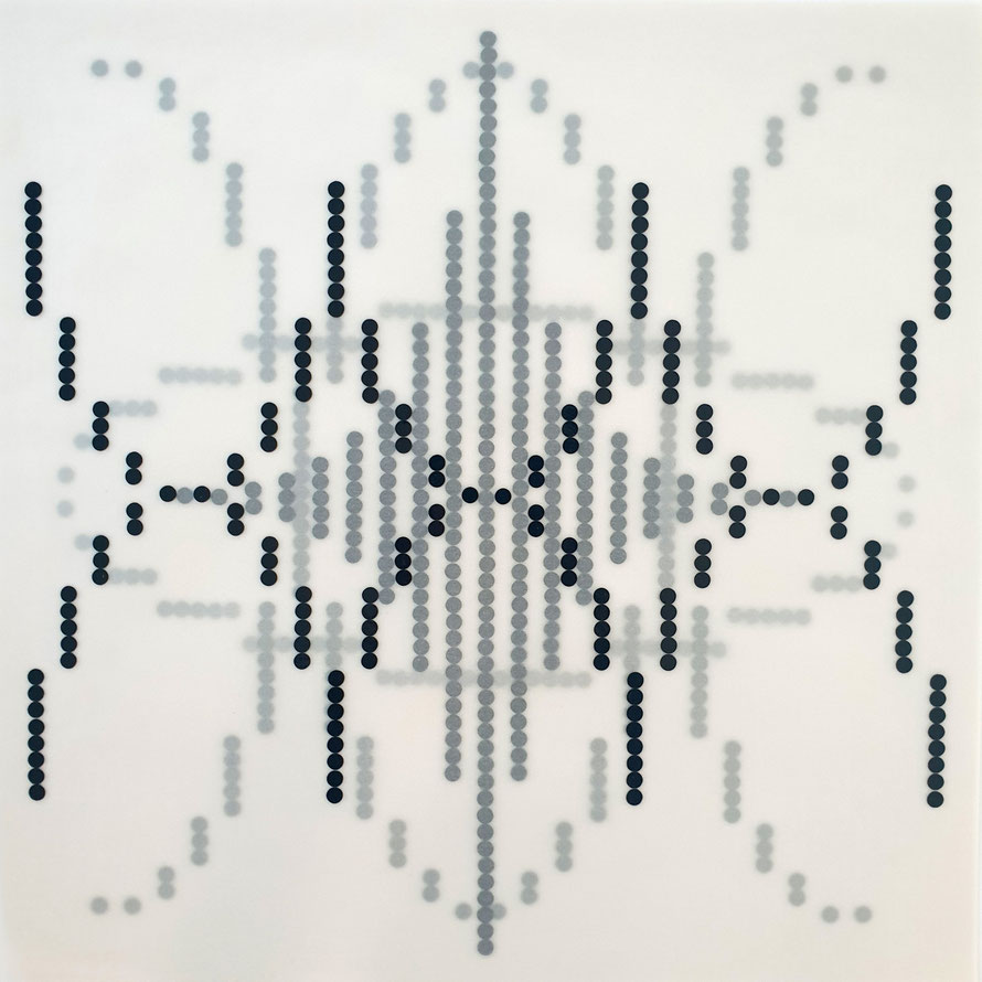 fib, 2022, Klebepunkte auf Transparentpapier, 30 x 30 cm