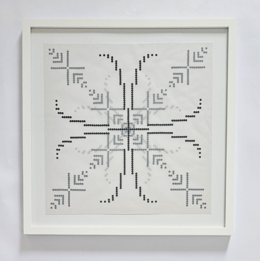 fib(floral) Nr. 1, 2025, Klebepunkte auf Transparentpapier, 40 x 40 cm