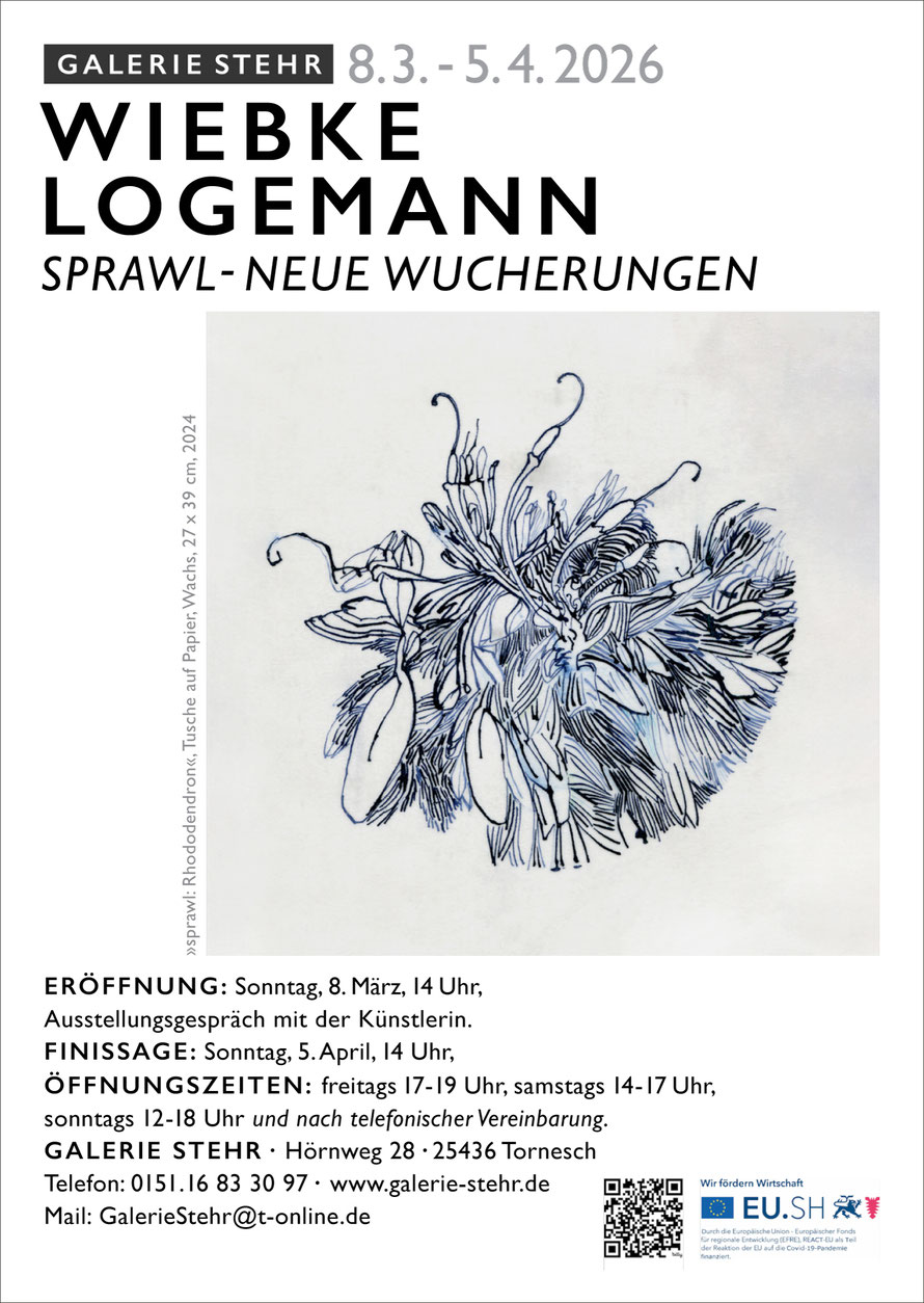 Einladung Ausstellung Wiebke Logemann, sprawl - neue wucherungen, ab 8.3.26 Galerie Stehr Tornesch