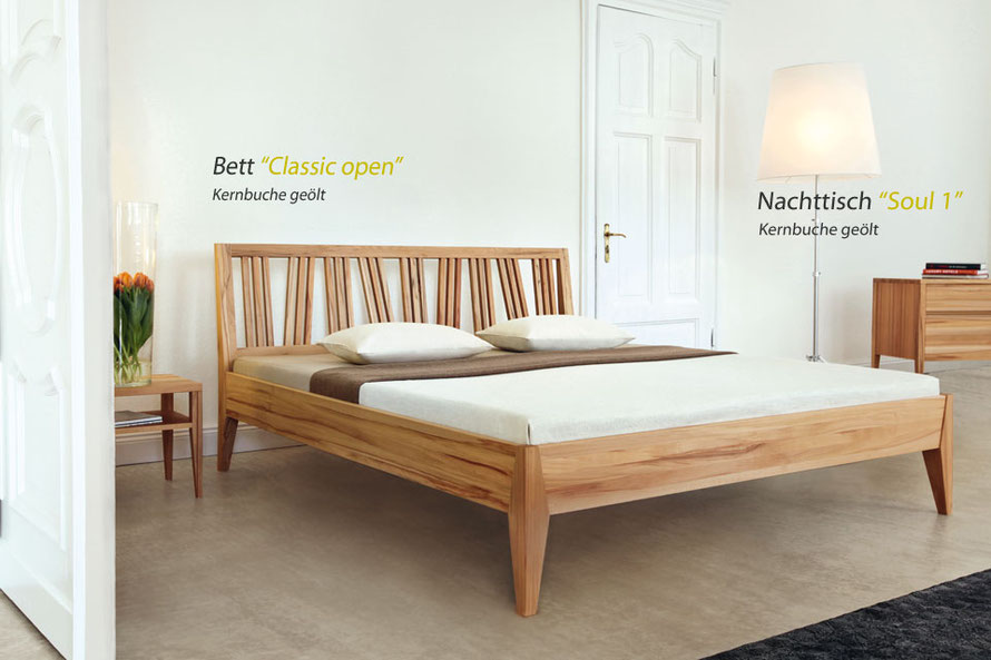 Bett Classic Open massivholz Moon