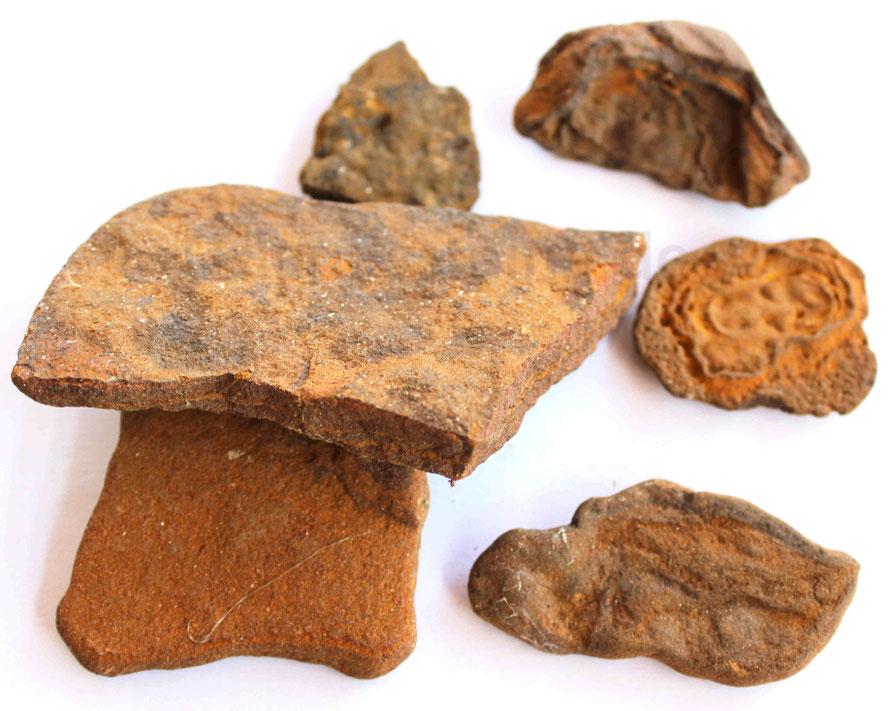Bruchstücke der Ummantellung (Hüllen) der Toneisensteine.