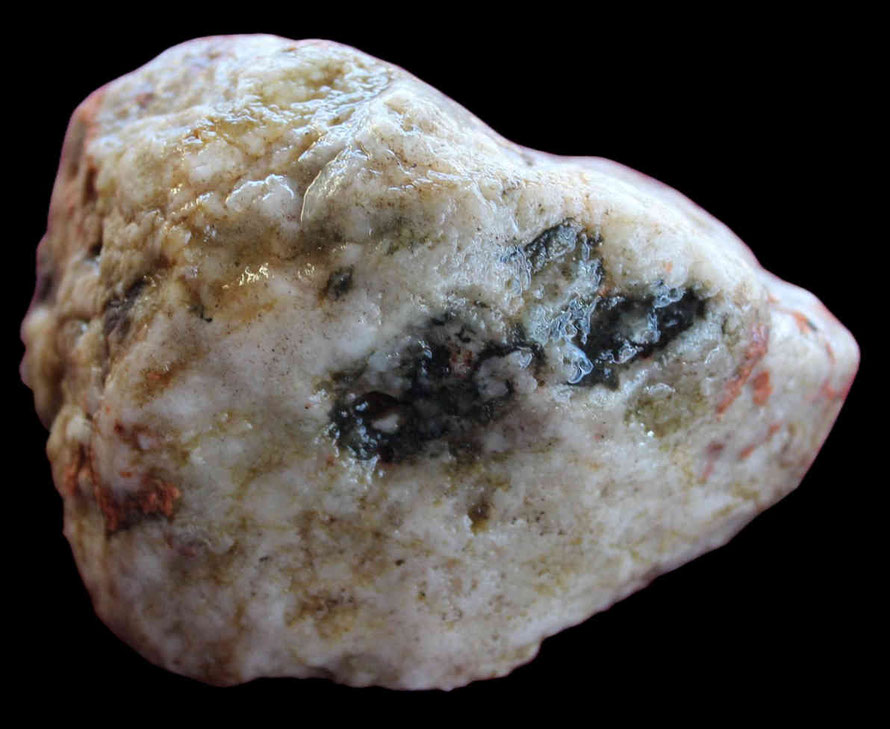 Quarz mit Glimmer (schwarze Stelle).