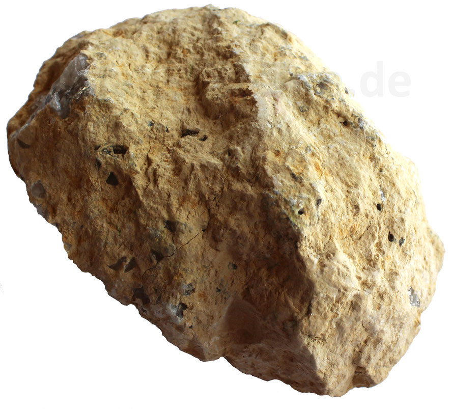 Die äußere Ummantellung einer Druse ist unauffällig wie ein Feldstein auf einem Acker. Ihre Farbe ist zumeist erdbraun ins beige.