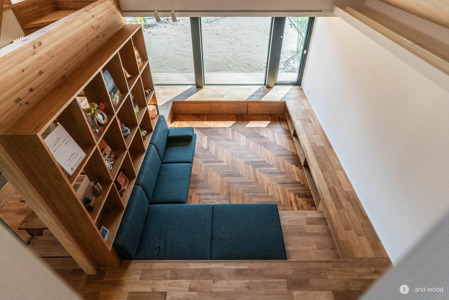 チーク ヘリンボーン 無垢 フローリング andwood オーガニックスタジオ新潟 施工例 1