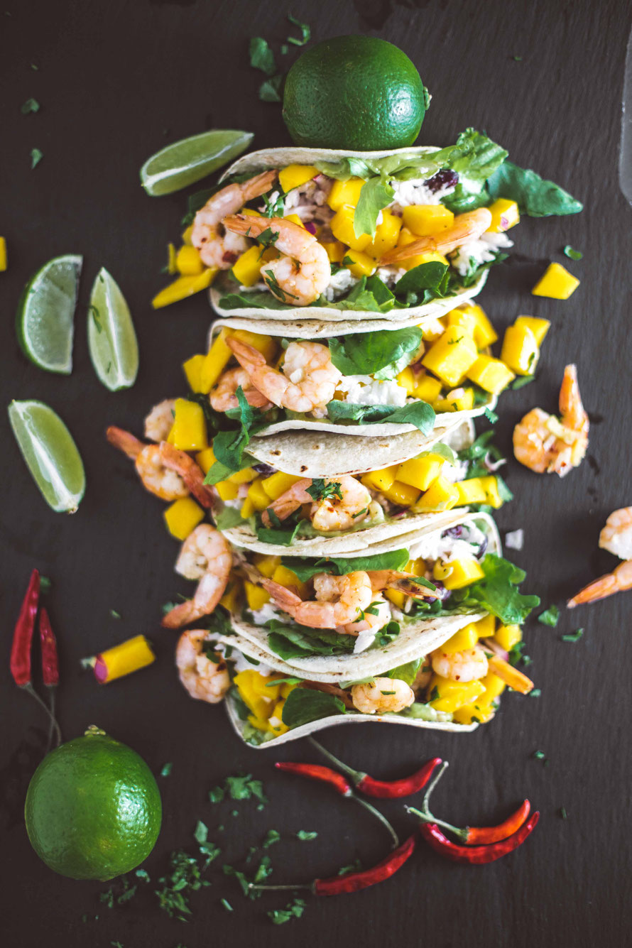 Exotische Tacos mit Shrimps aus dem Dampfgarer.