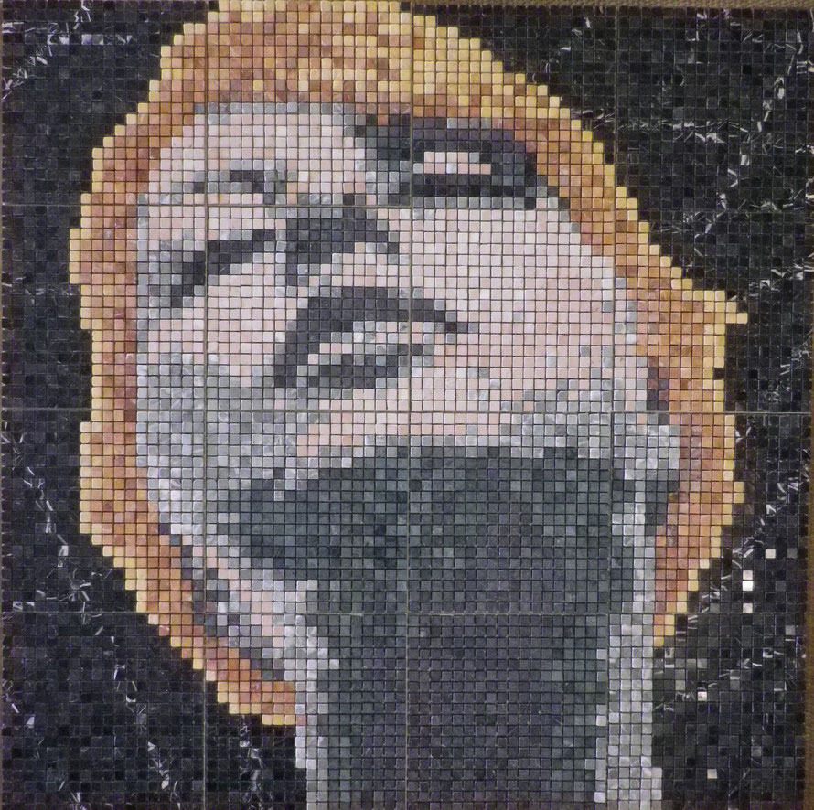 Pixel art portrait mosaïque marbre