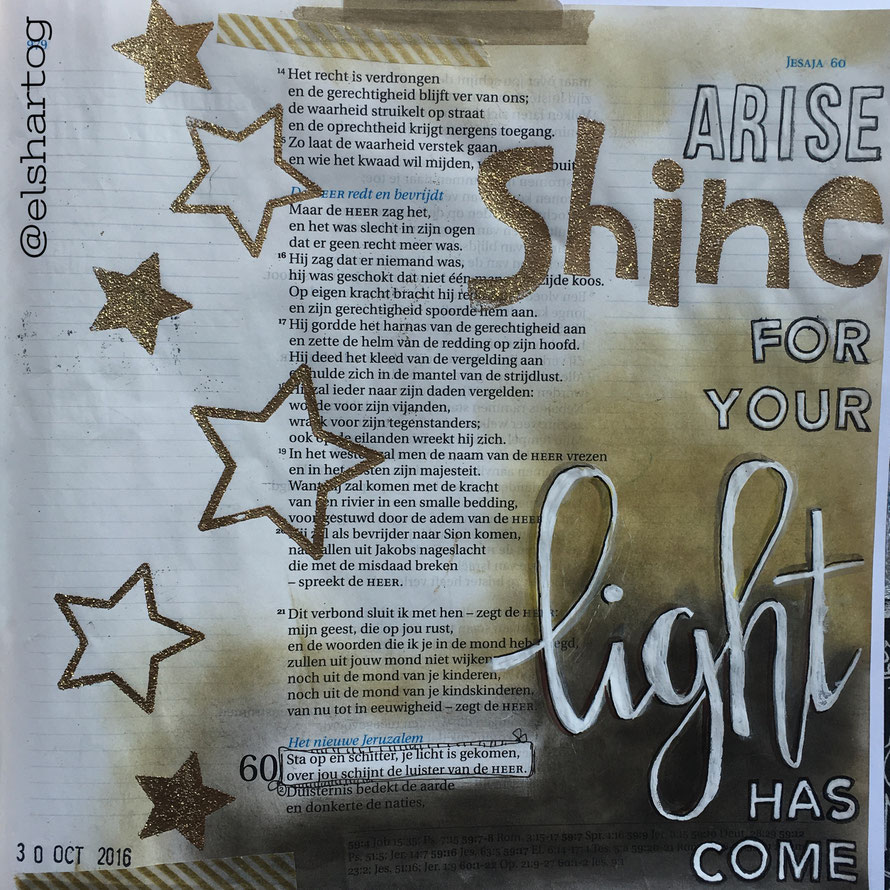 Biblejournaling voorbeeld Jesaja 60:1