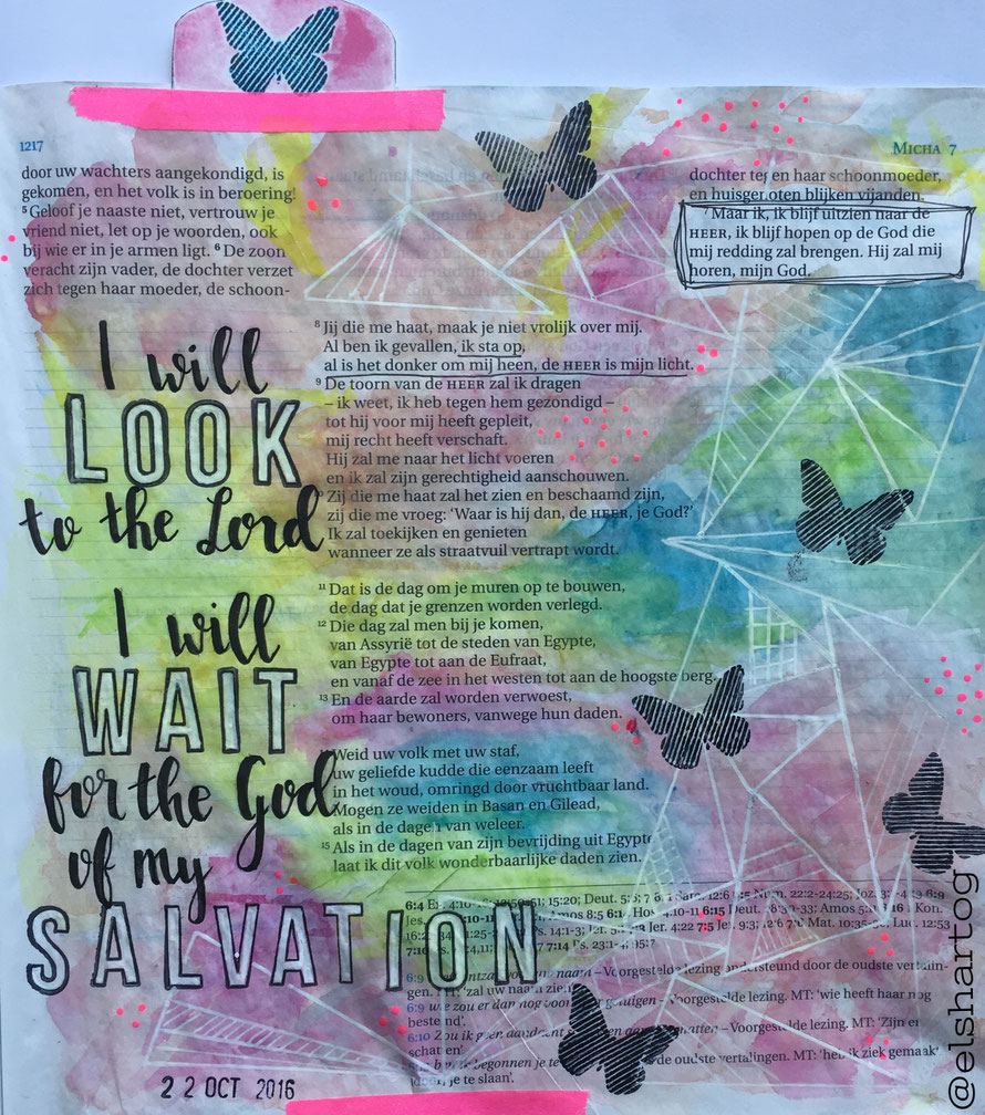 Biblejournaling voorbeeld Micha 7:7
