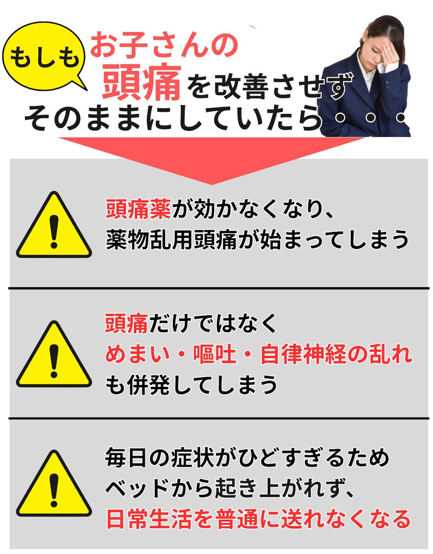 お子さんの頭痛を改善しないと生活にまで支障が出る可能性がある