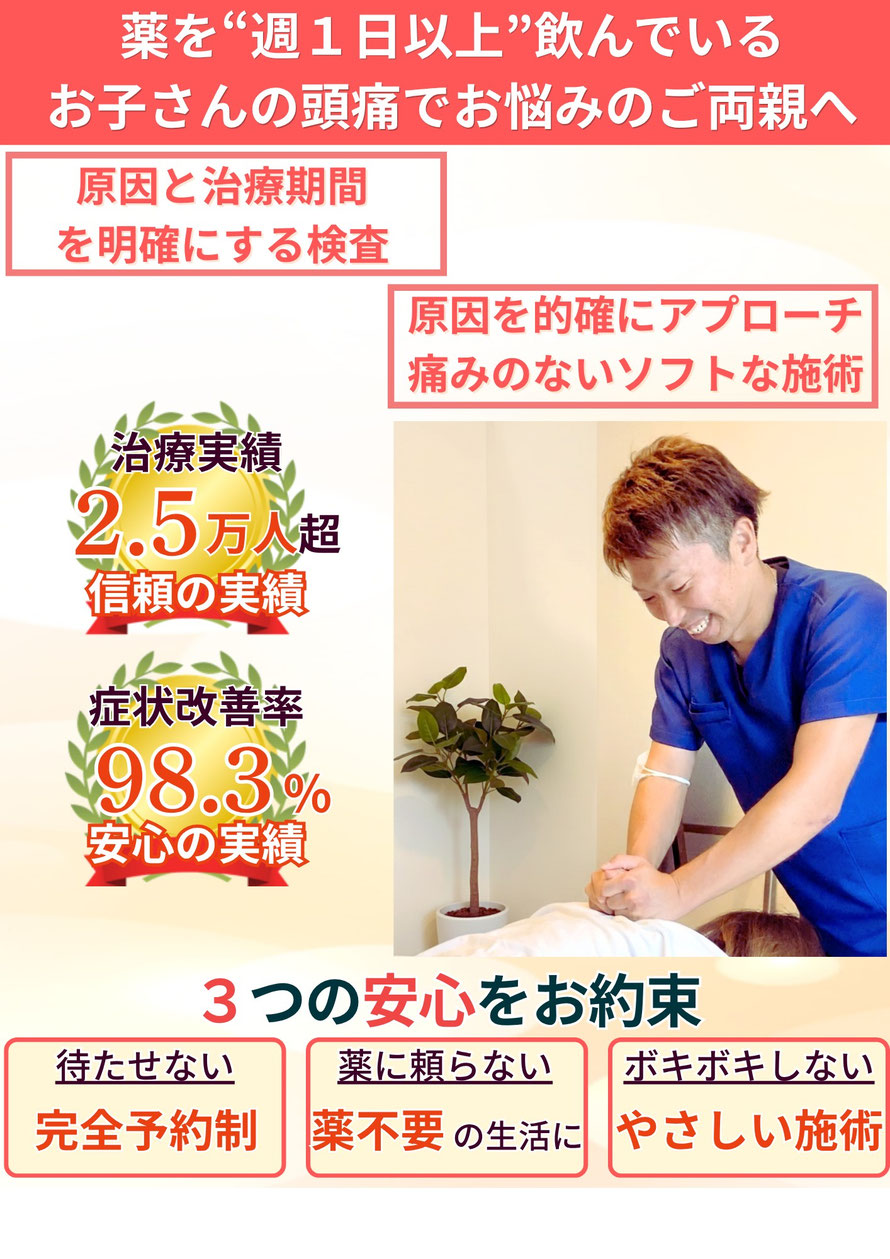 痛みが引かないお子さんの頭痛。頭痛のない生活を当院が取り戻します。