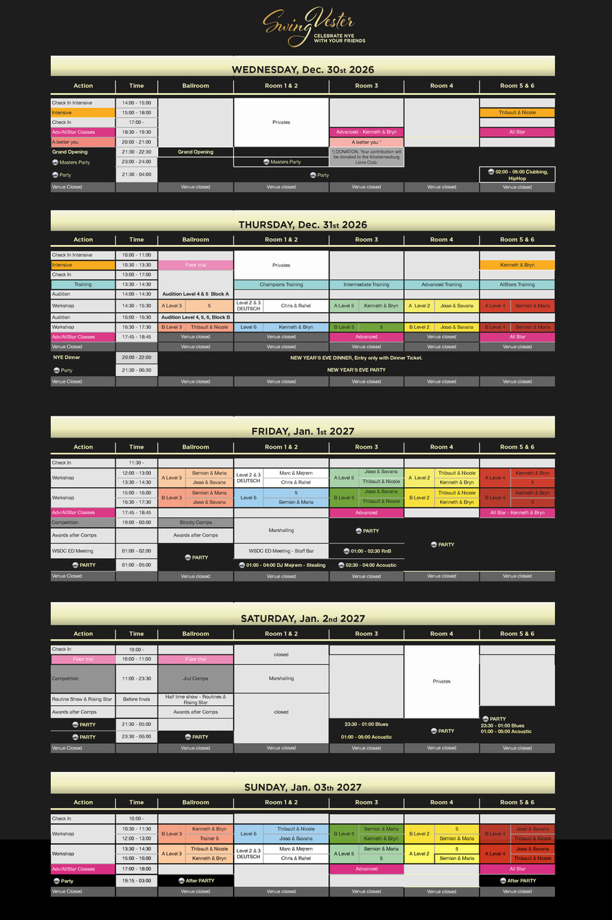 Schedule SwingVester, West Coast Swing, Austria