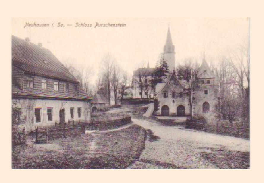 Schloss Purschenstein, um 1920 / Ansichtskarte (www.buchfreund.de)