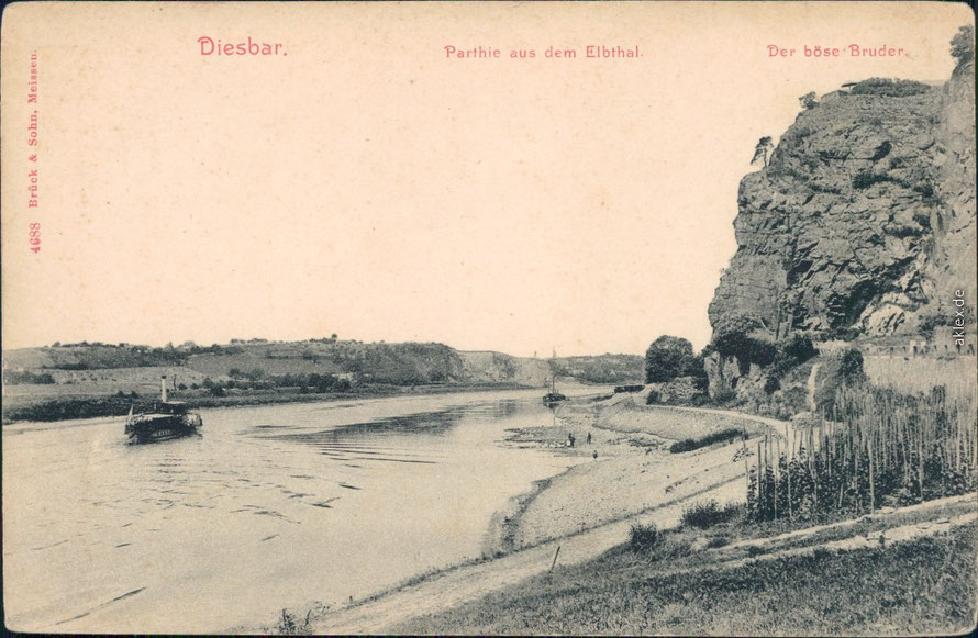 Am Bösen Bruder / Ansichtskarte um 1920 (https://ansichtskarten-lexikon.de/ort-diesbar-seusslitz-9924.html)