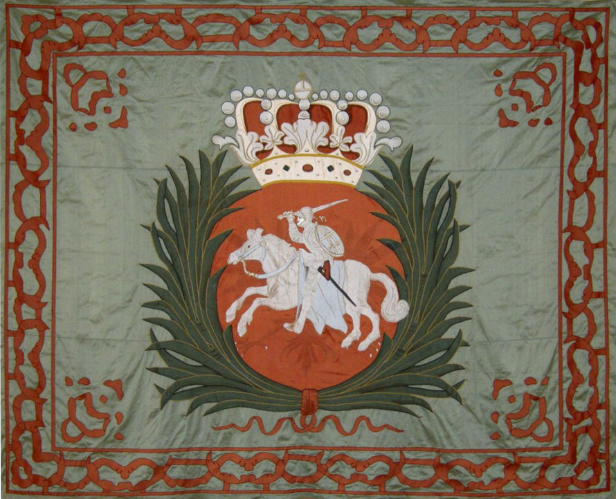 Fahne von August dem Starken (Friedrich August I. von Sachsen)) von 1702 (www.wikipedia.org). 
