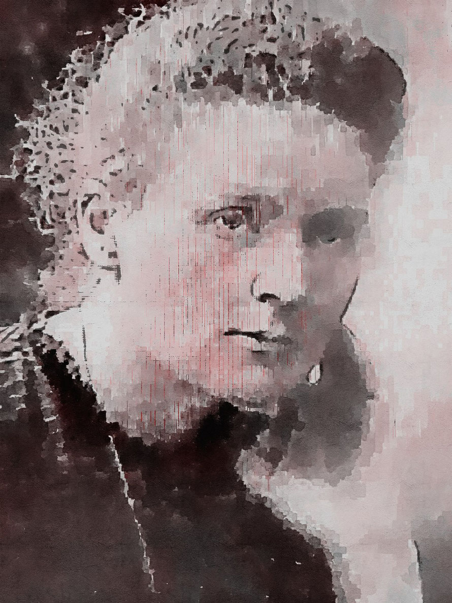 Marie Curie im Jahr 1911, als sie den Nobelpreis für Physik erhielt. (Fotogrundlage: https://www.nobelprize.org/)