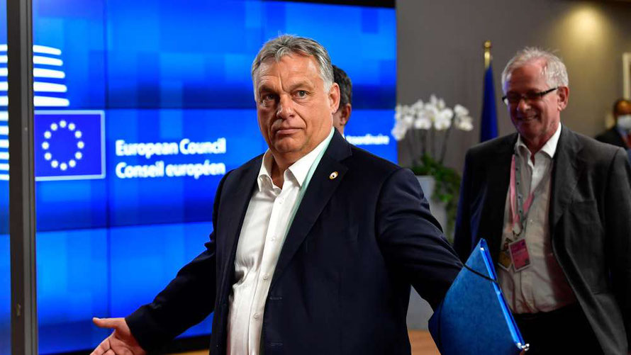 Viktor Orbán 2021 in Brüssel: immer noch streitbar (© John Thys/dpa)
