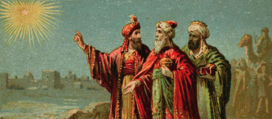 Die drei Könige folgen Bethlemens Stern.  (Sammelbild, Frankreich um 1900, Bild: © picture alliance / akg-images)