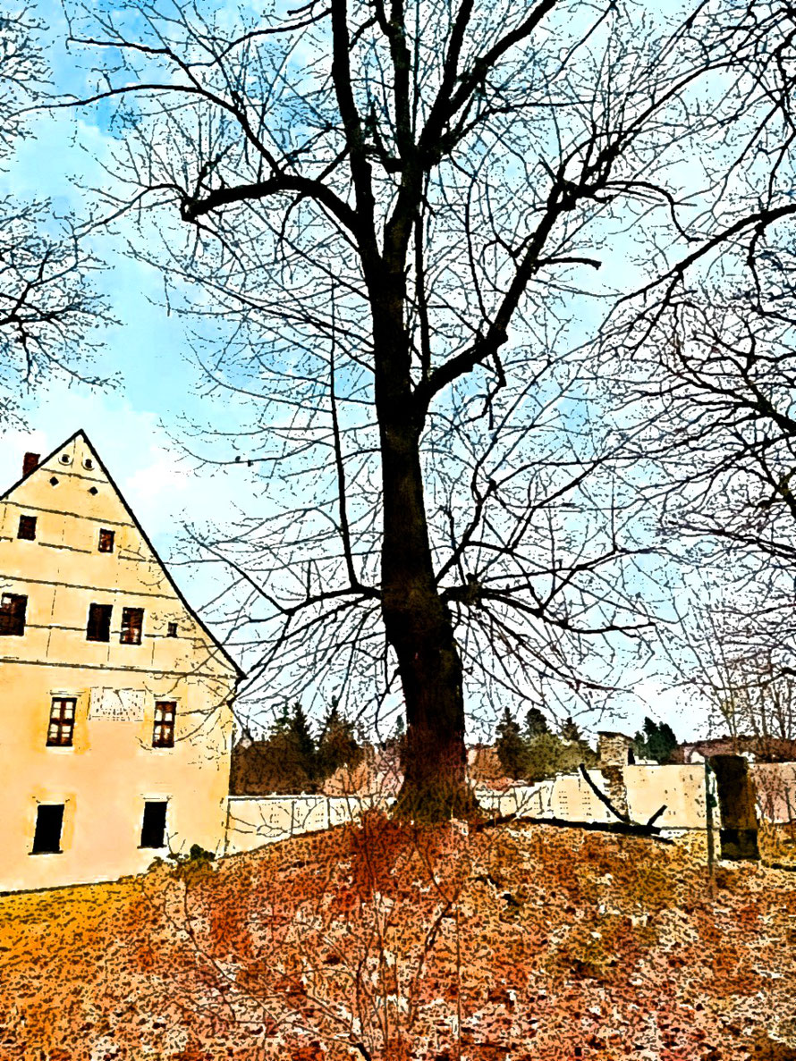 Ganz oben im Giebel, da stand vielleicht der Stuhl mit "dem Goldenen" ...