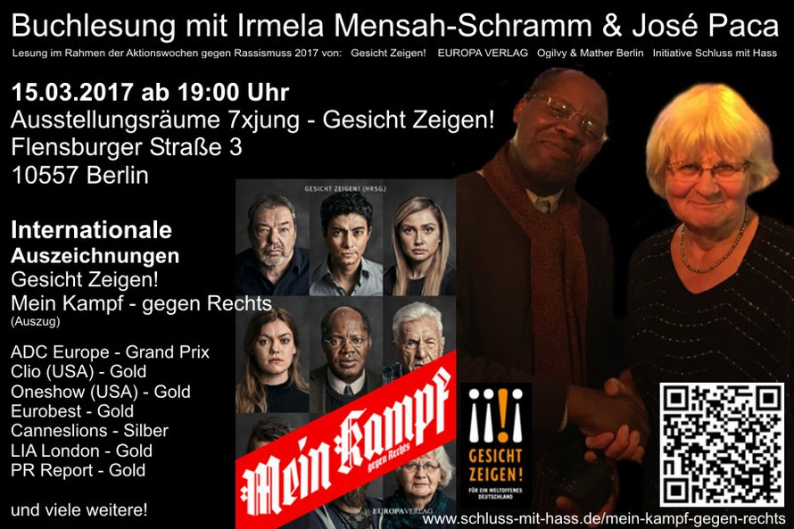 Buchlesung "Mein Kampf - gegen Rechts" am 15.03.2017 ab 19:00 Uhr in Berlin - 7xjung - Trainingsplatz für Zusammenarbeit und Respekt von Gesicht Zeigen!