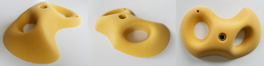 random view of the pocket/pinch climbing hold made from polyurethane
