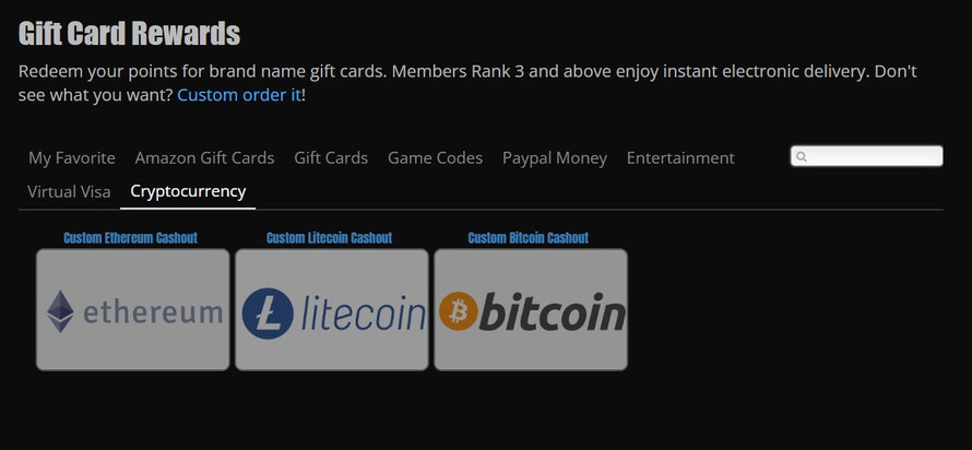 Rewards1 Cryptocurrency Payments