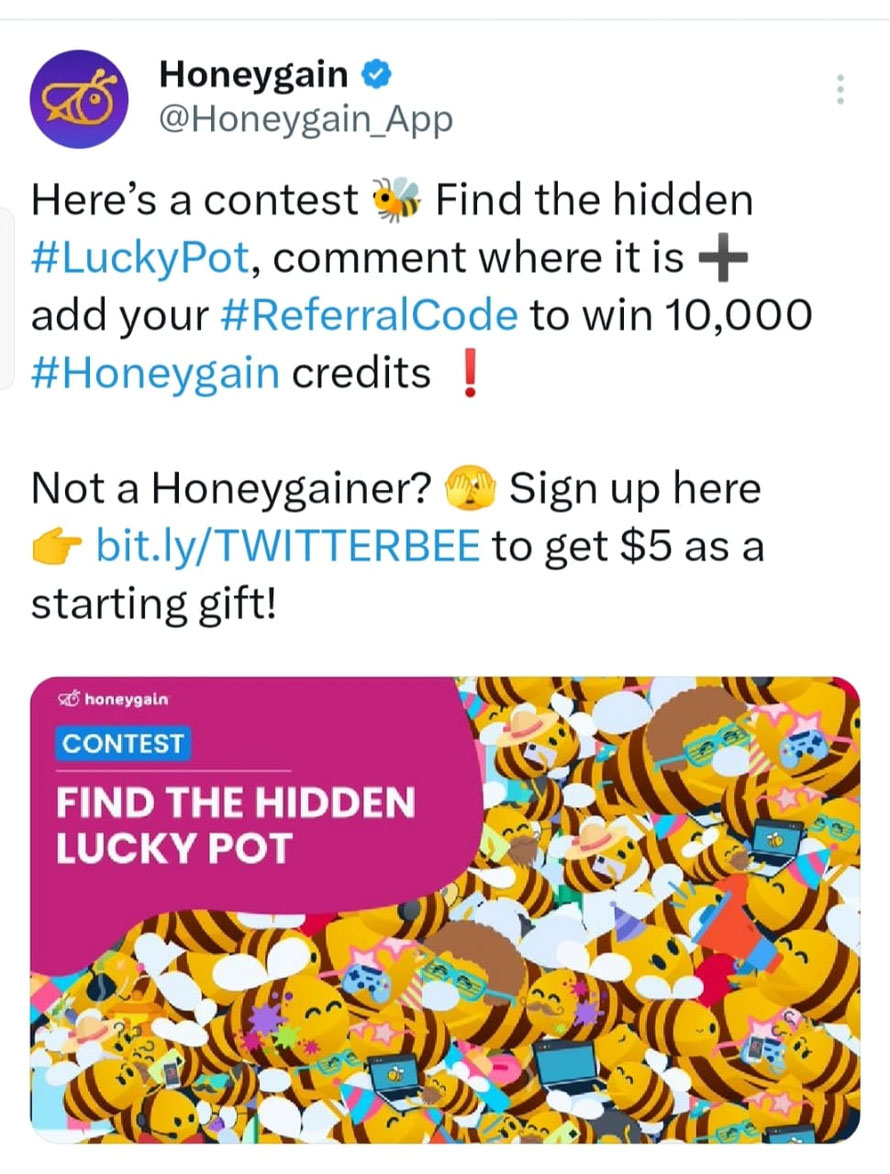 Honeygain Social Media Contests