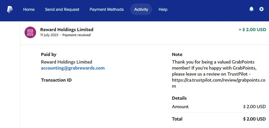 GrabPoints Payment Proof