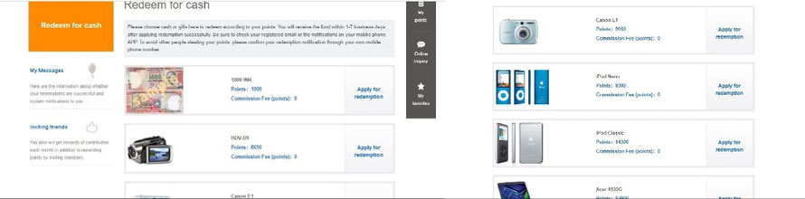 IPanelOnline Redemption Options 
