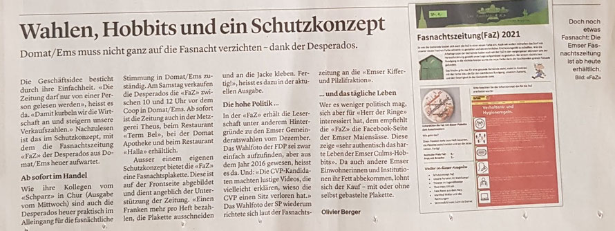 Zeitung "Südostschweiz" vom 30.1.2021