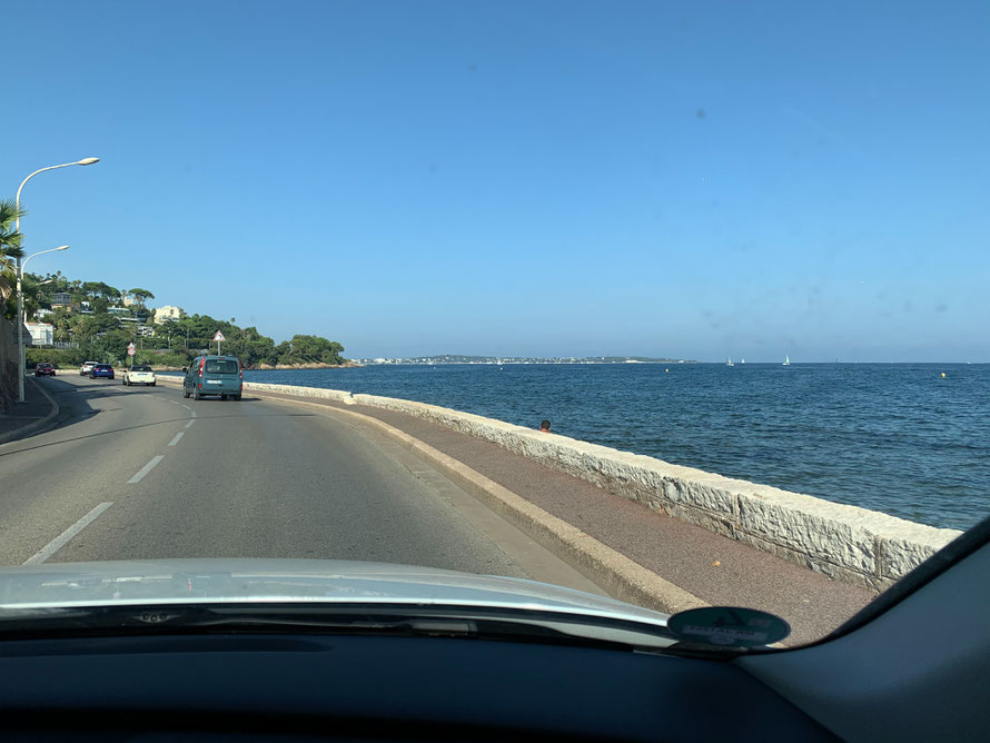 Driving in Southern France along the Mediterranean Sea in August 2020