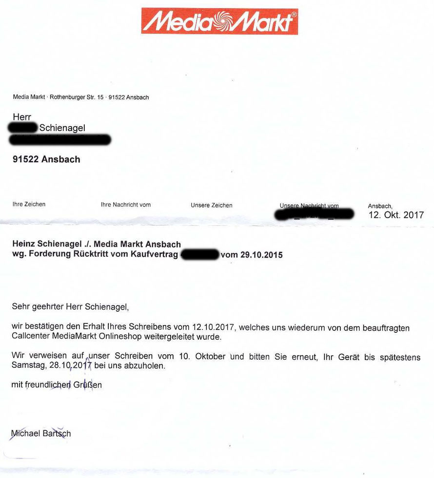 Media Markt Ansbach - schlechter Service - Garantie - Gewährleistung