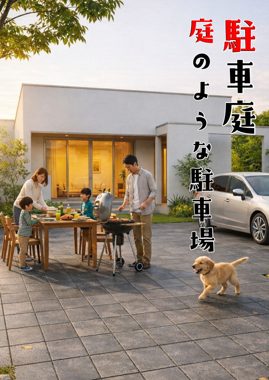 スタンプ　ステンシル　アレンジ　ファンタジー　グランド　デザイン　コンクリート　タフテックス　ローラーストーン　造形　タイル　テラコッタ　駐車場　カースペース　カーフロア　庭　新築　スタンプ　コンクリート　リフォーム　300角　レンガ　岐阜　外構　外溝　庭　エクステリア　ザラス　展示場　ショールーム　業者　コンクリート　北川産業　東松　庭遊館　ラウレア　