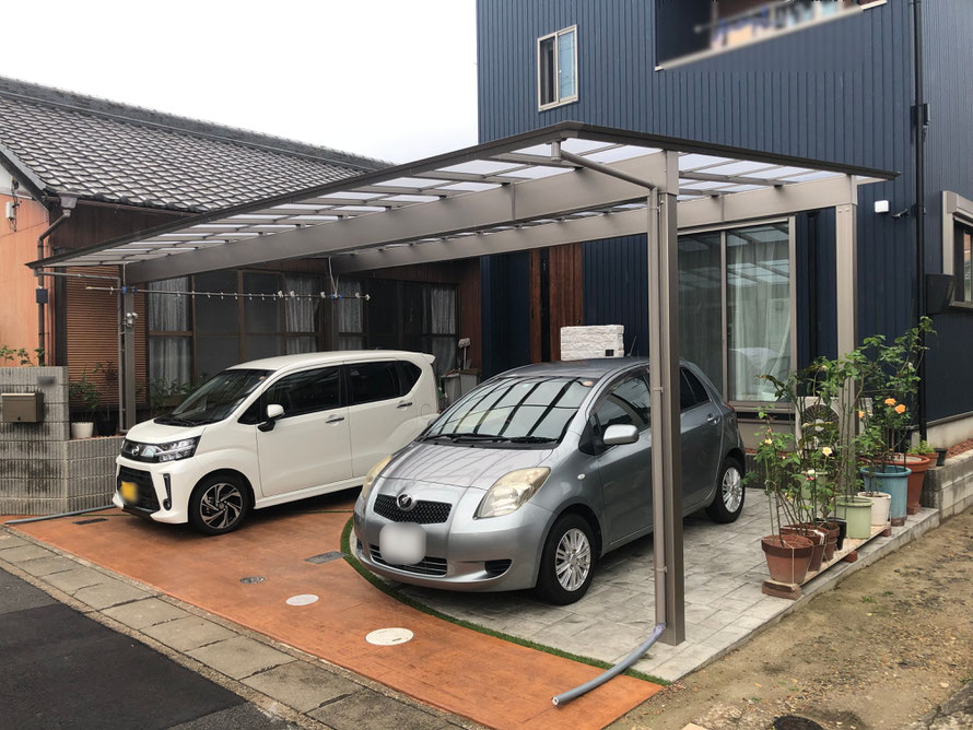 和風　和風モダン　和庭　造園　外構　庭　駐車場　スタンプコンクリート　デザインコンクリート　外溝　門　塀