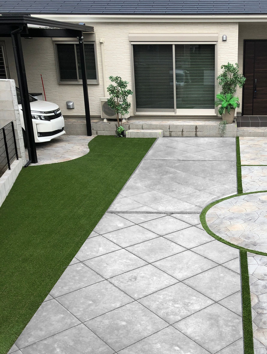 レンガ　煉瓦　ブリック　天然石　大理石　石張　石貼　乱形　タイル　敷石　石材　敷石　スタンプ　コンクリート　デザイン　