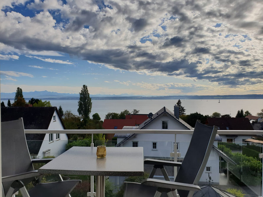 Bild: Ferienwohnung am Bodensee: Hagnau - Balkon und Seeblick Fewo 5 Haus Annette