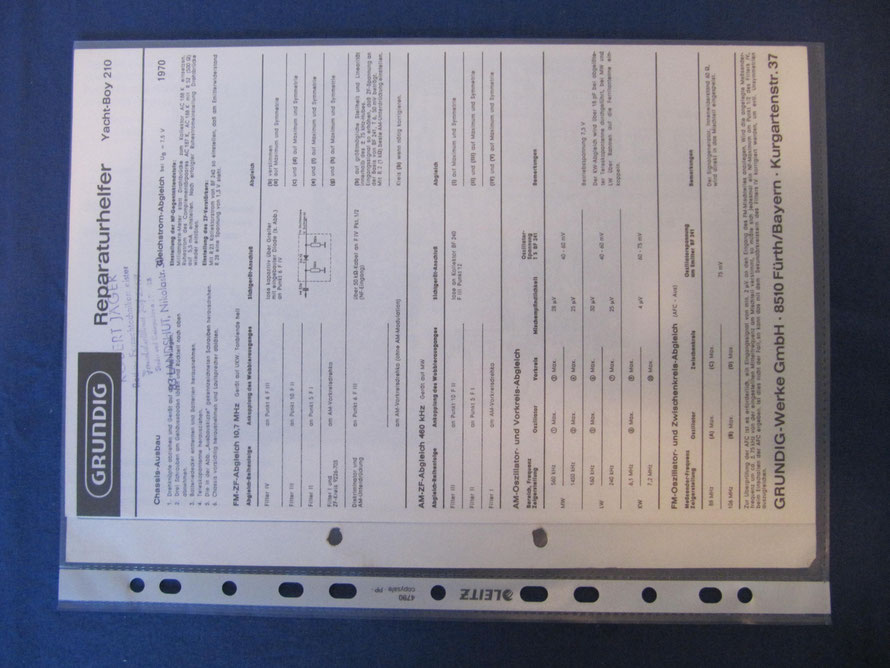 grundig yacht boy 217 service manual