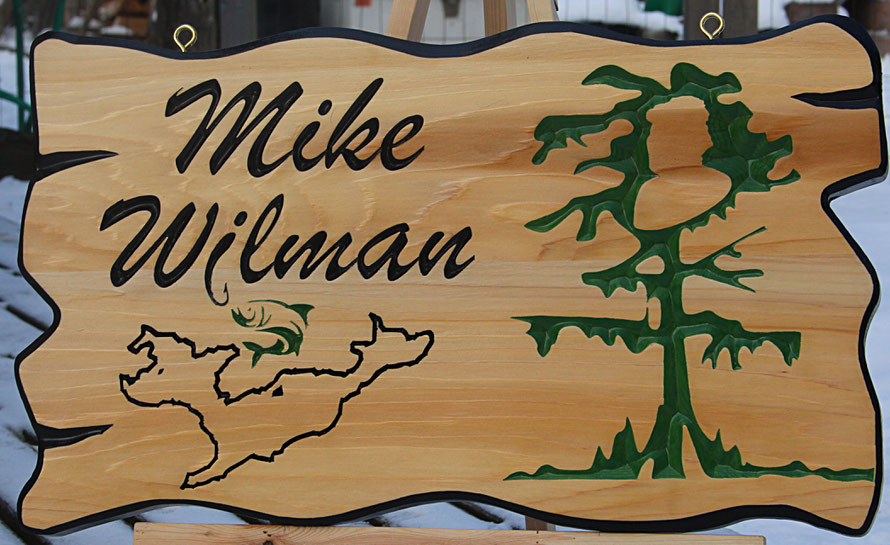 2.7 Square Foot Select Cedar Sign with Engraved Artwork by ArtfulCarver.com