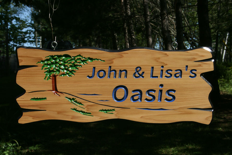 4 Square Foot Select Cedar Sign with Engraved Artwork by ArtfulCarver.com