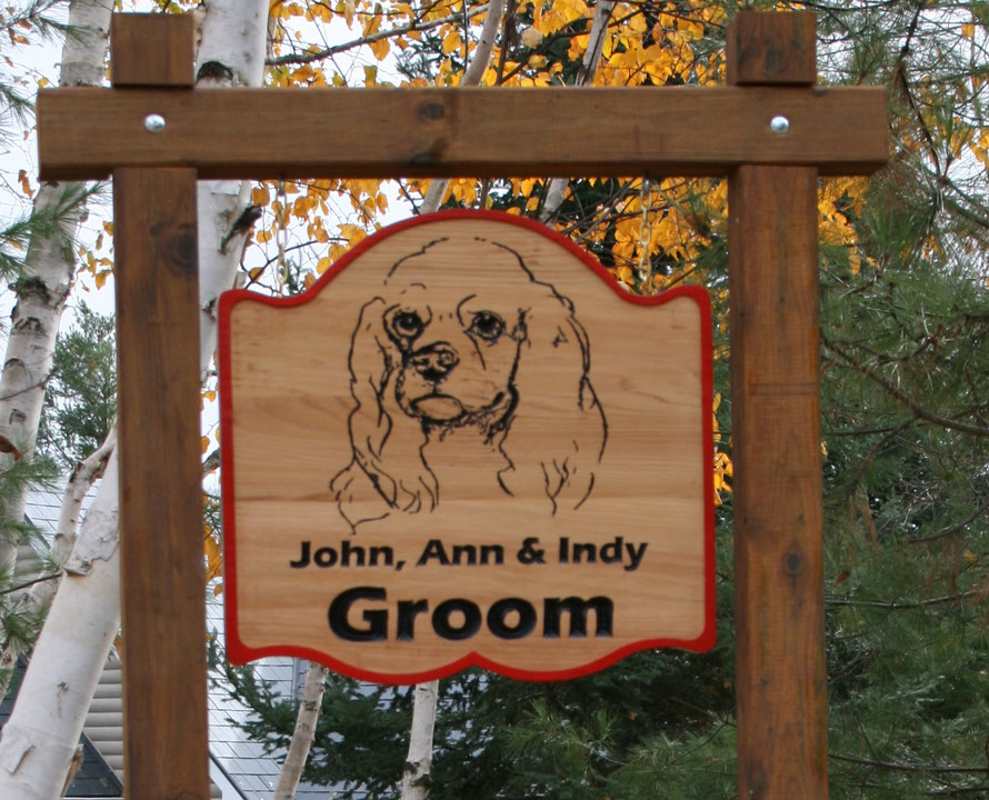 4 Square Foot Select Cedar Sign with Engraved Artwork by ArtfulCarver.com