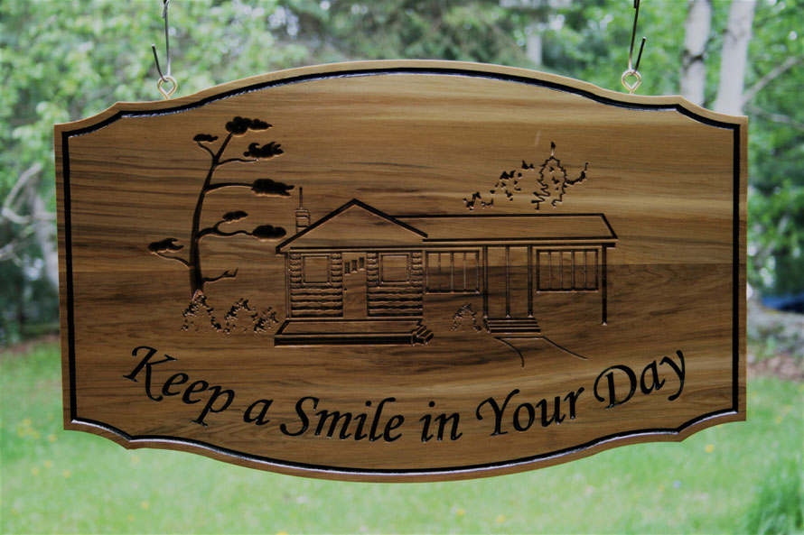 2.7 Square Foot Select Cedar Sign with Engraved Artwork by ArtfulCarver.com