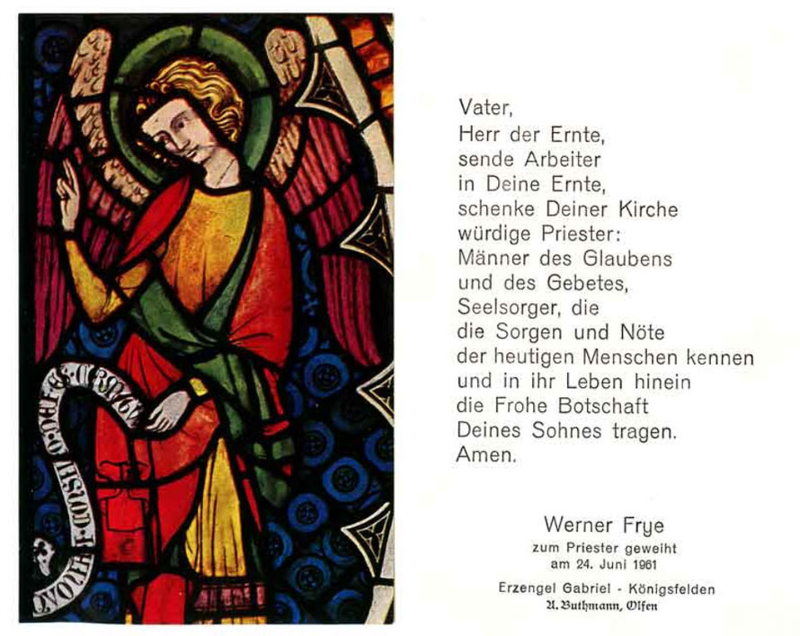 Gebetszettel Werner Frye
