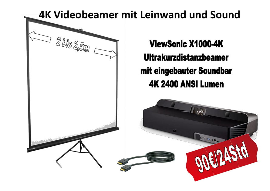 Mobiles Heimkino Garagenkino mieten ausleihen Oberösterreich Freistadt Videobeamer Projektor 4K günstig