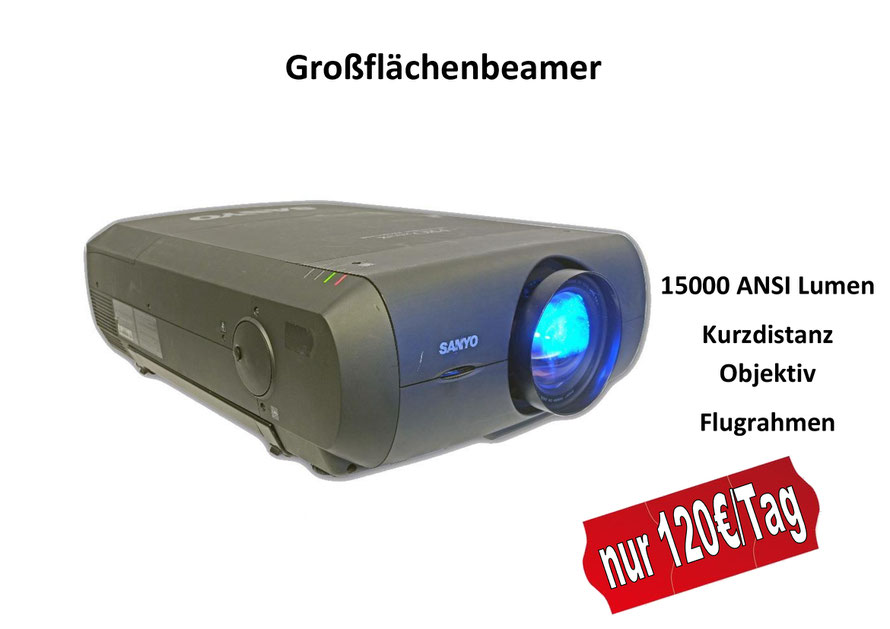 Beamer Verleih ausleihen mieten Grossflächenbeamer Kinobeamer Großer Starker Sanyo PLC-XF47 Projektor