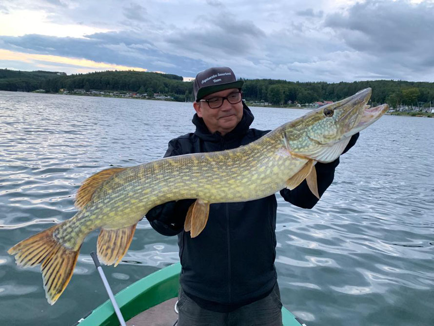 Am Sorpesee fühlen sich Angler zu Hause. Hecht, Barsch und Felchen sind die Hauptzielfische