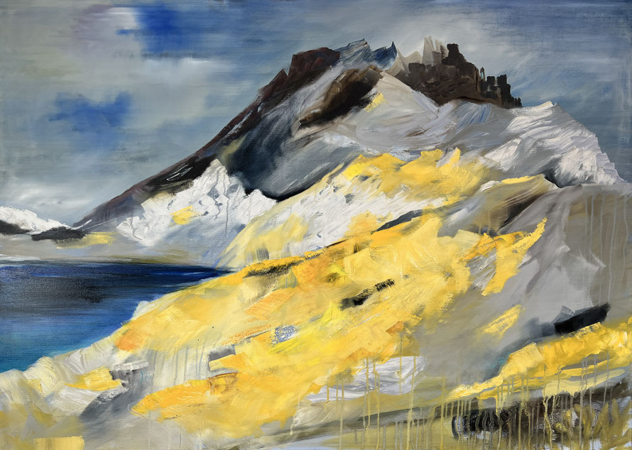 Regina Wuschek, Malerei, Berge, Öl auf Leinwand