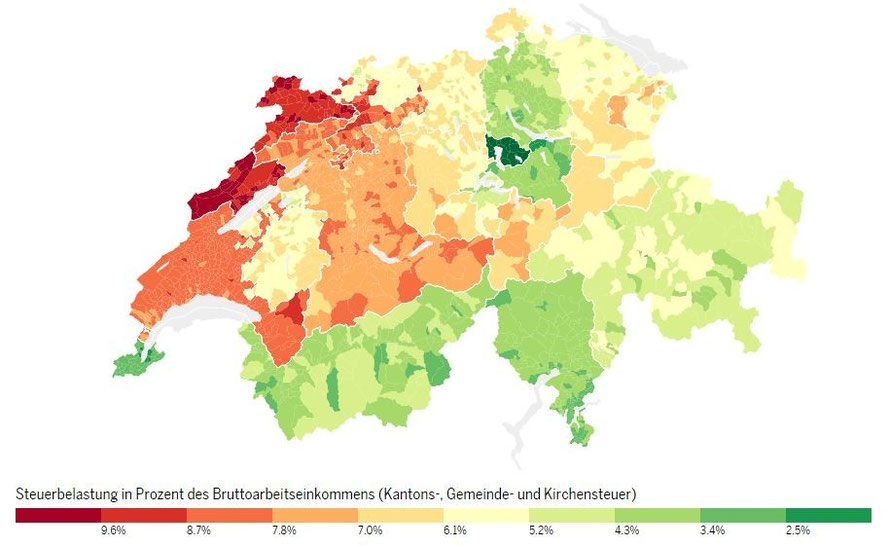Steuerbelastung im schweizweiten Vergleich - steuerbelastungs Webseite!